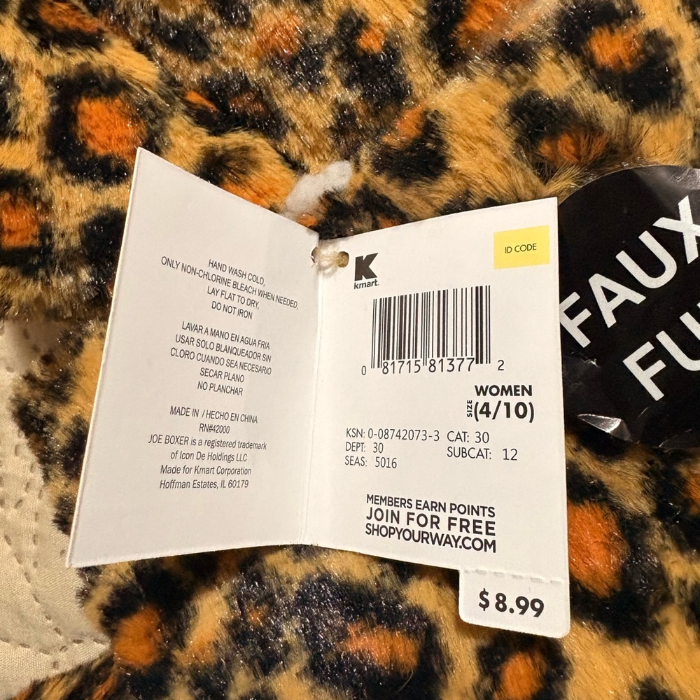 NWT faux fur comfortable sherpa-like lined slippers leopard print, shoe sz 4-10 - Picture 3 of 8